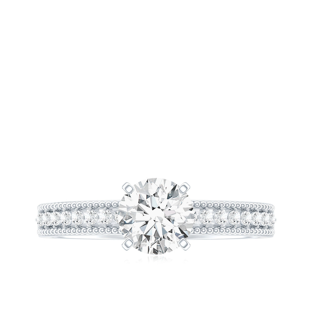 Certified 6 MM Lab Grown Diamond Engagement Ring with Side Stones
