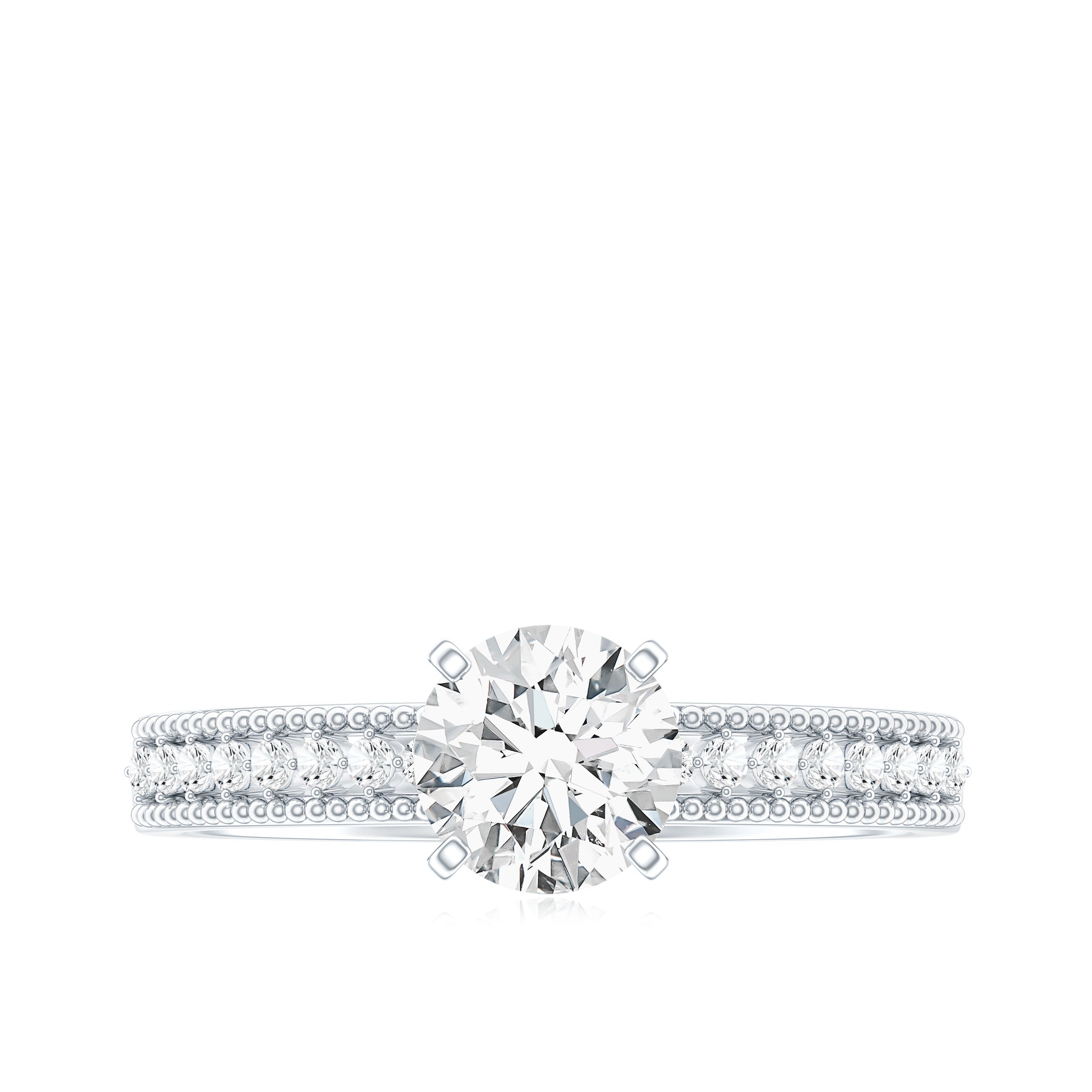 Certified 6 MM Lab Grown Diamond Engagement Ring with Side Stones