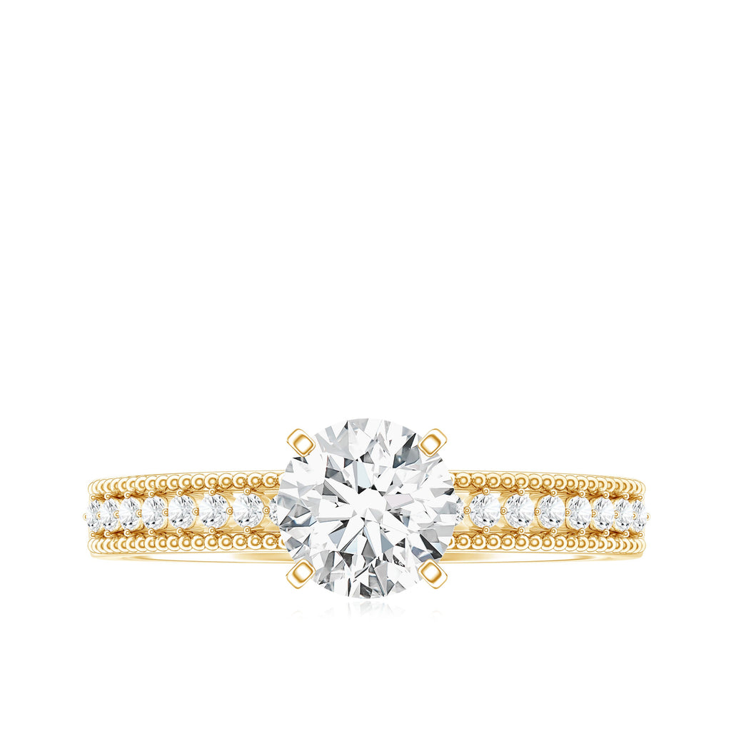 Certified 6 MM Lab Grown Diamond Engagement Ring with Side Stones