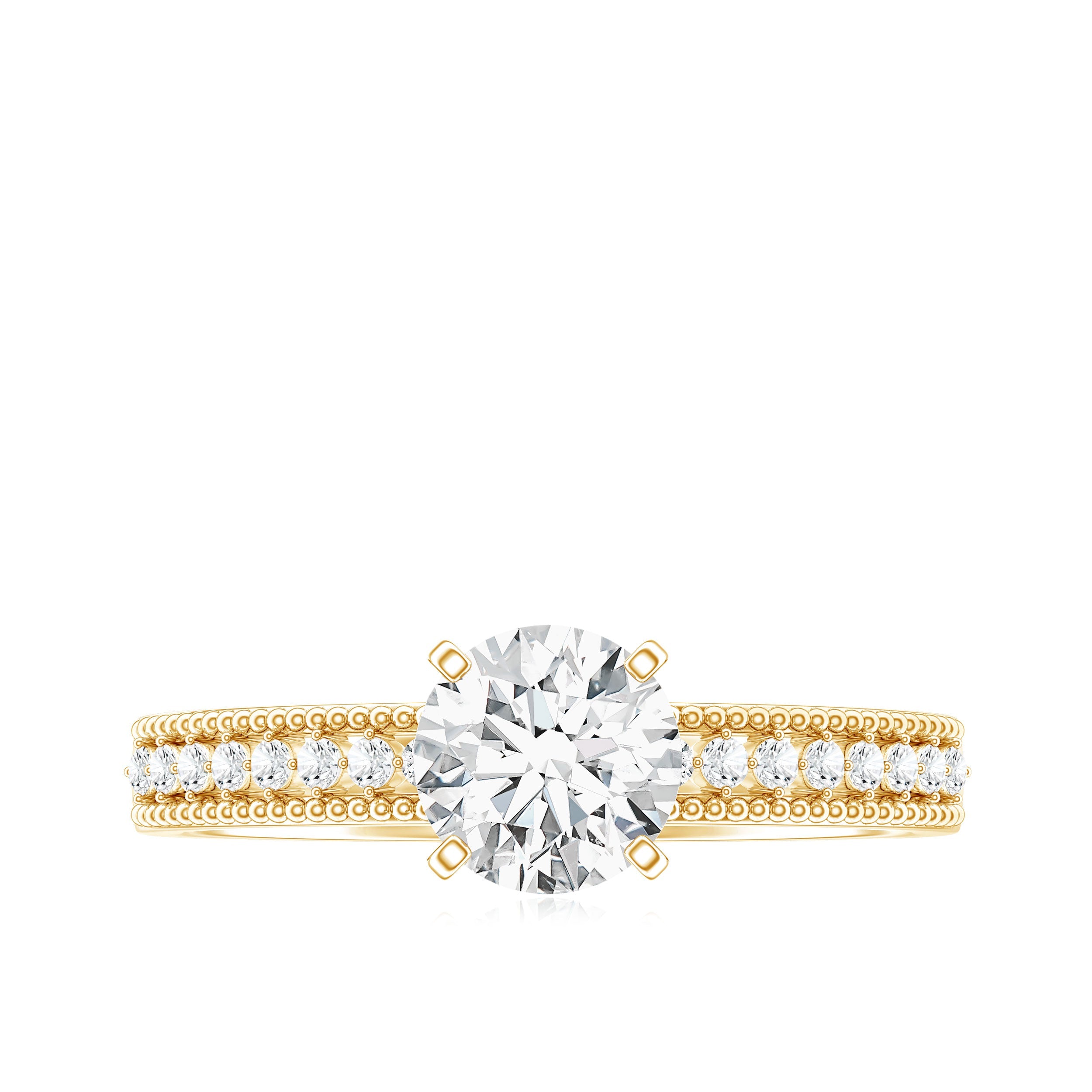 Certified 6 MM Lab Grown Diamond Engagement Ring with Side Stones
