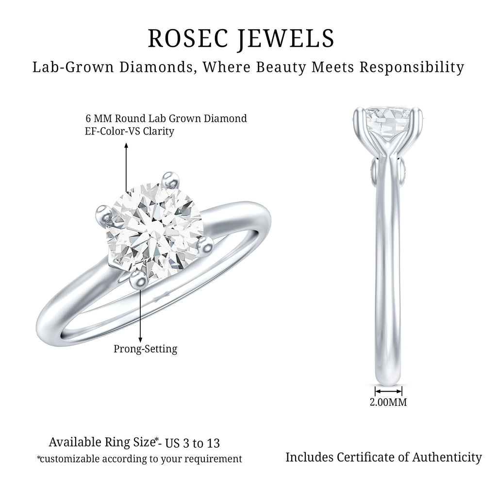 Certified Lab Grown Diamond 6 MM Circle Engagement Ring