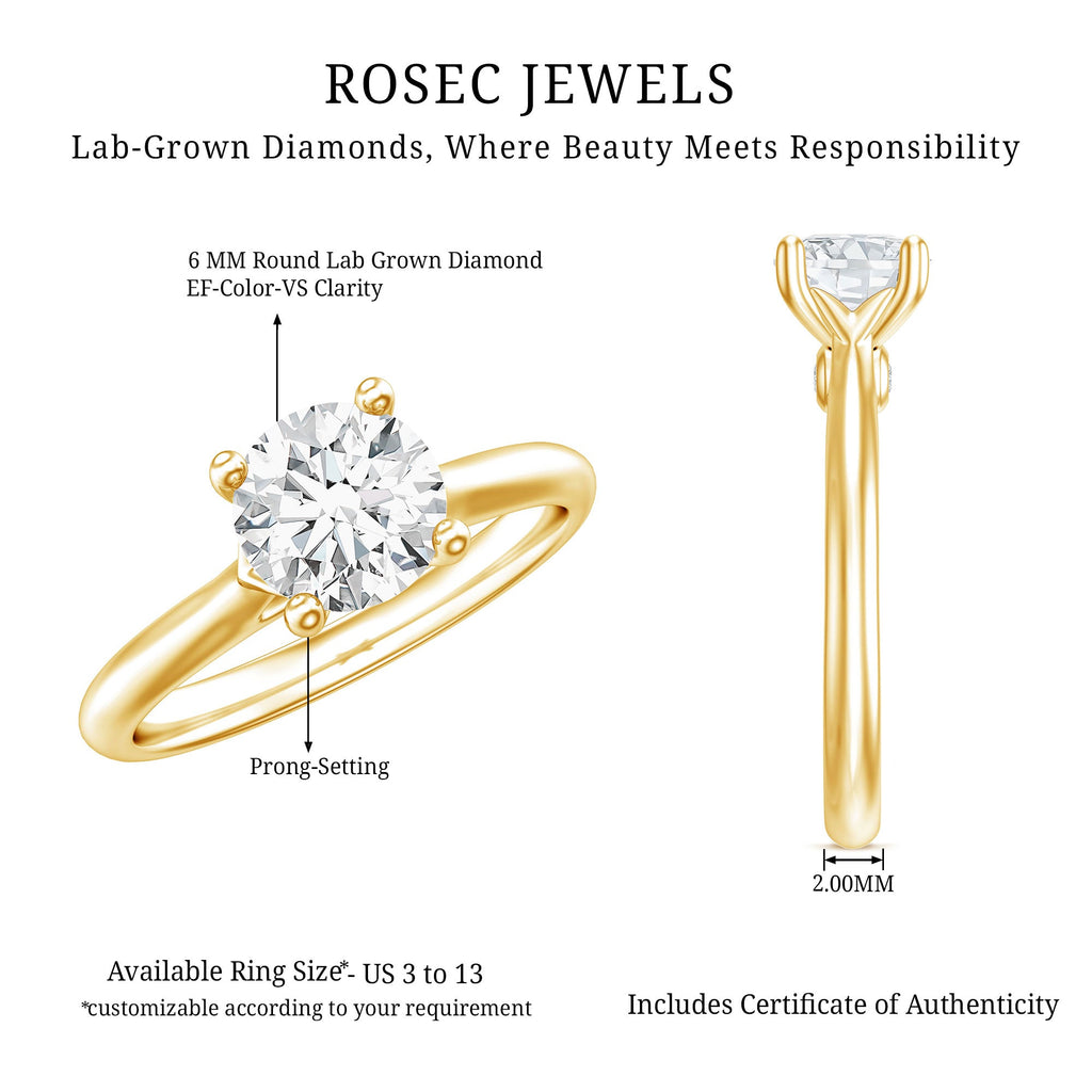Certified Lab Grown Diamond 6 MM Circle Engagement Ring