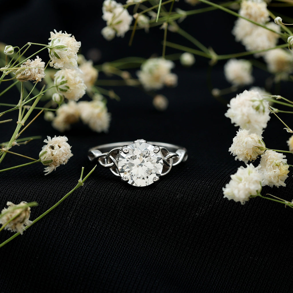 Certified 2 Carat Round Lab Grown Diamond Celtic Engagement Ring