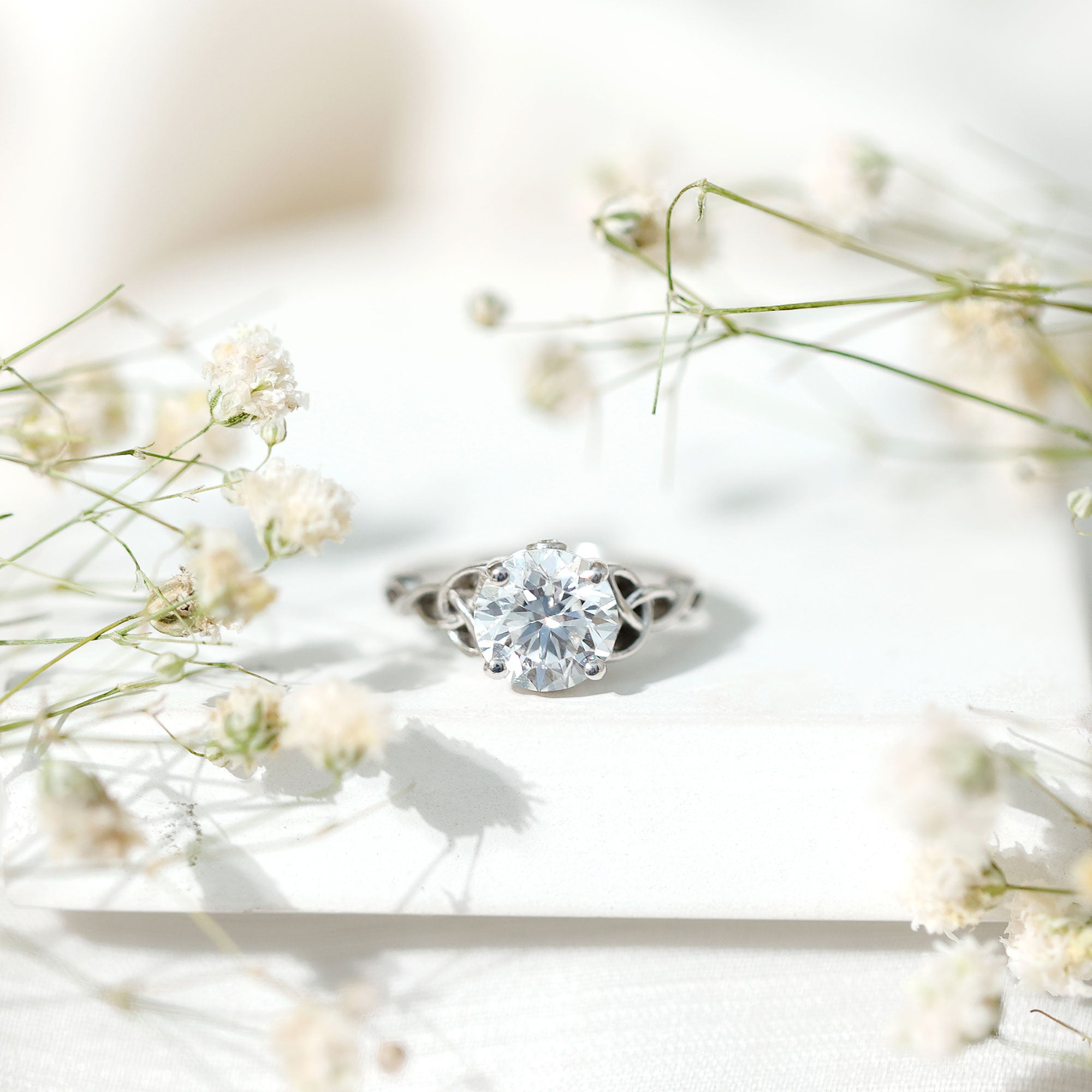Certified 2 Carat Round Lab Grown Diamond Celtic Engagement Ring