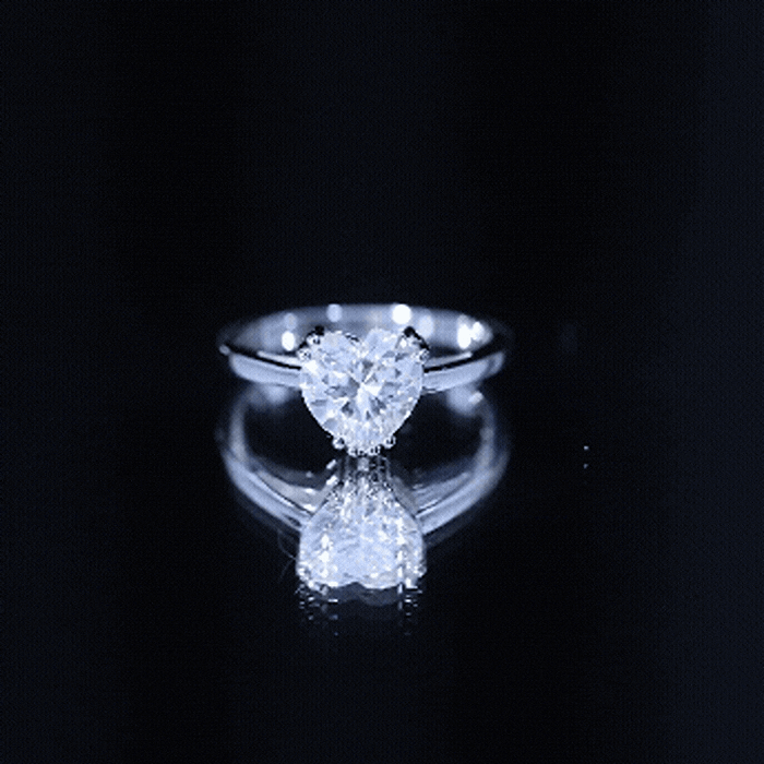 Certified Lab Grown Diamond Heart Engagement Ring 8 MM with Double Prong