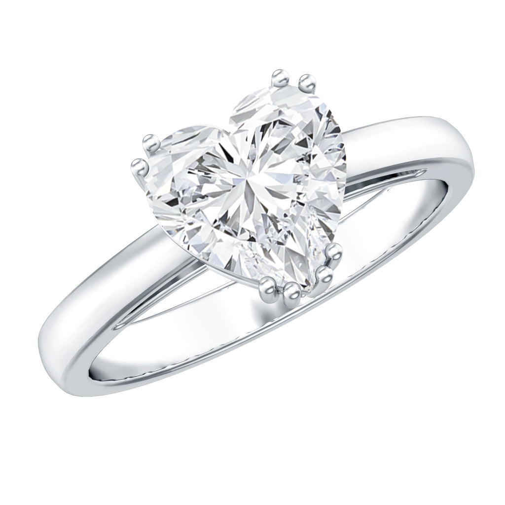 Certified Lab Grown Diamond Heart Engagement Ring 8 MM with Double Prong