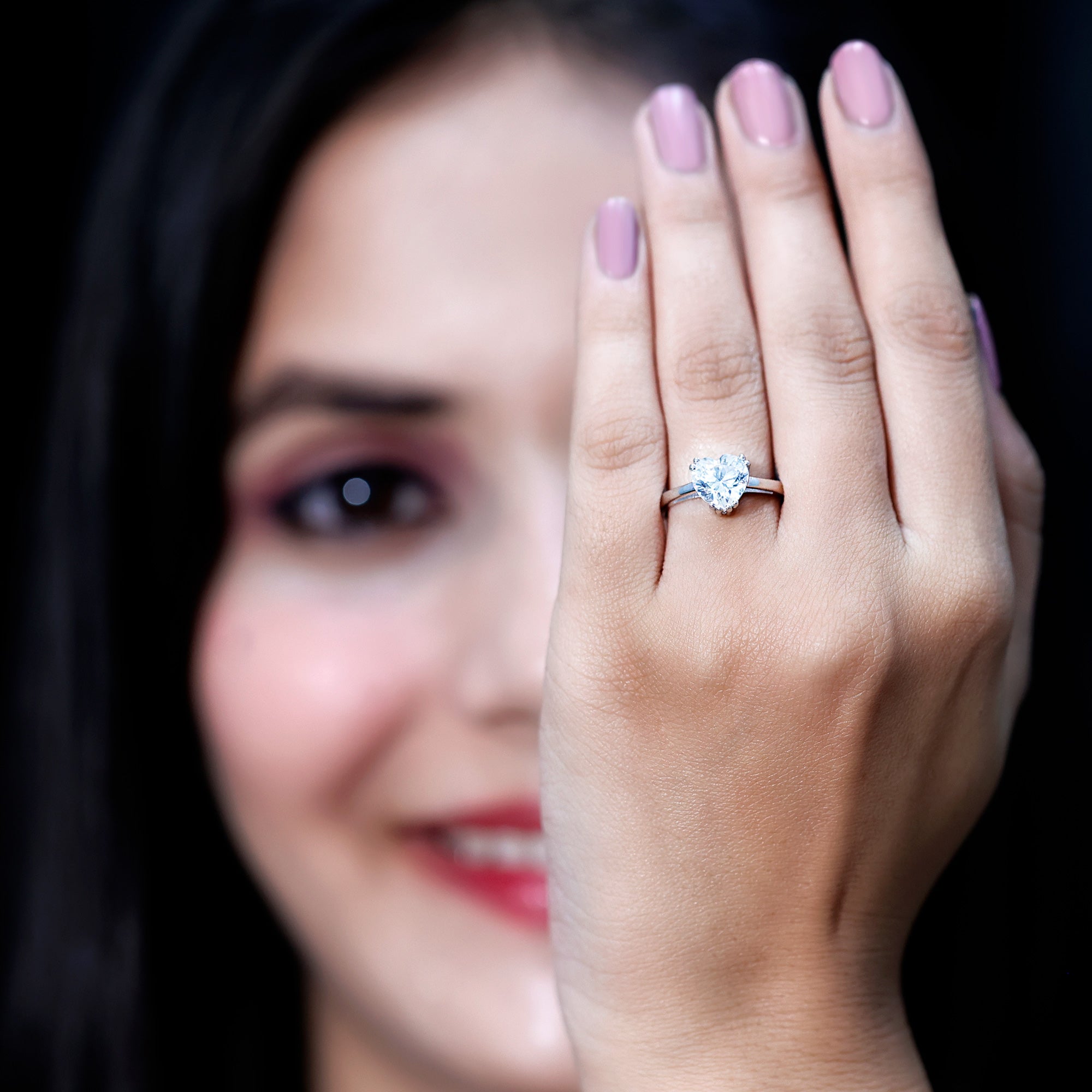Certified Lab Grown Diamond Heart Engagement Ring 8 MM with Double Prong