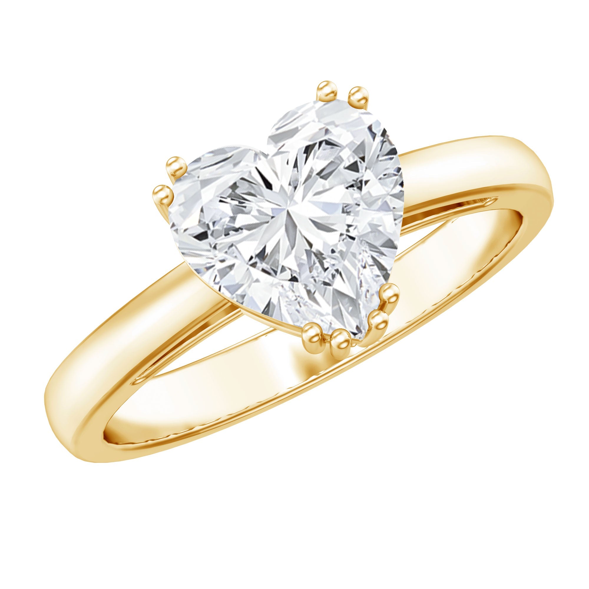 Certified Lab Grown Diamond Heart Engagement Ring 8 MM with Double Prong