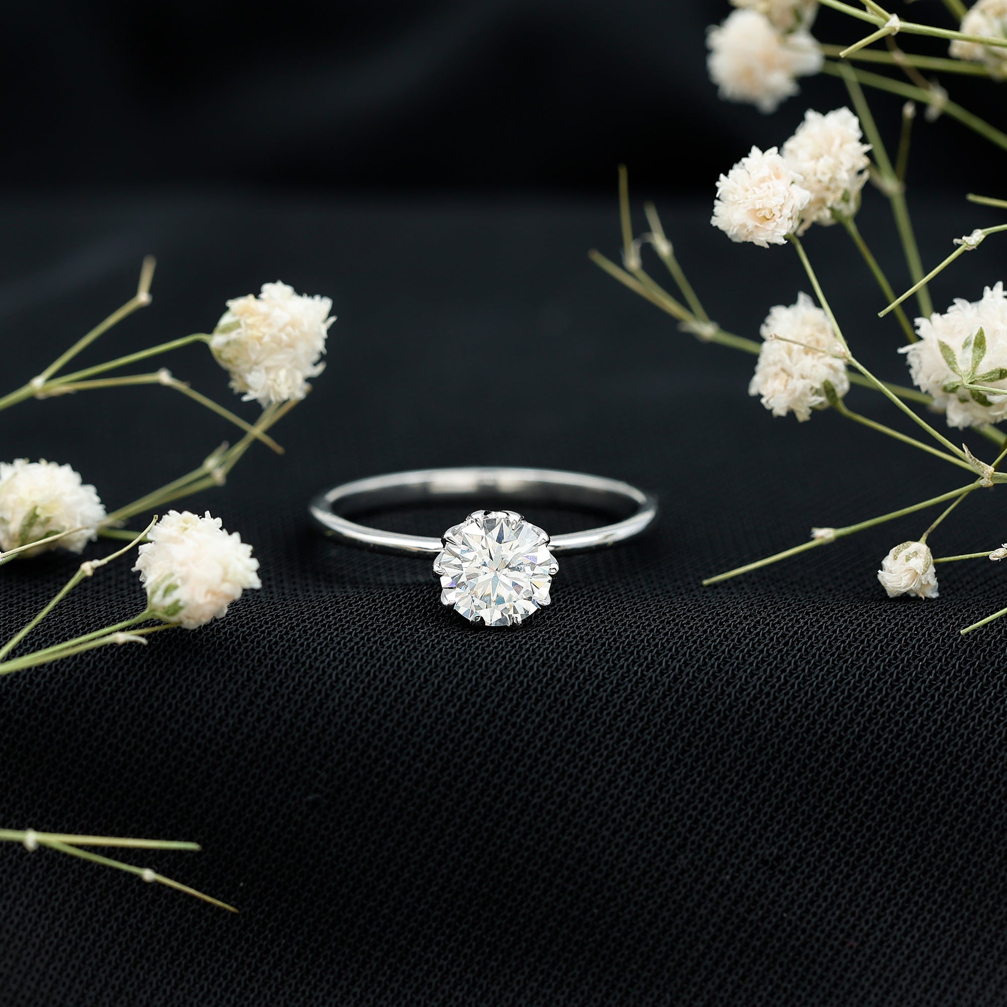 Lab Grown Diamond 6 MM Round Cut Engagement Ring