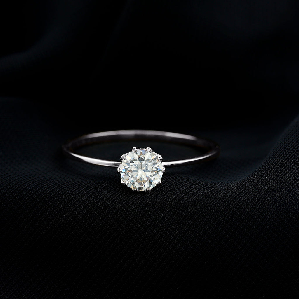 Lab Grown Diamond 6 MM Round Cut Engagement Ring