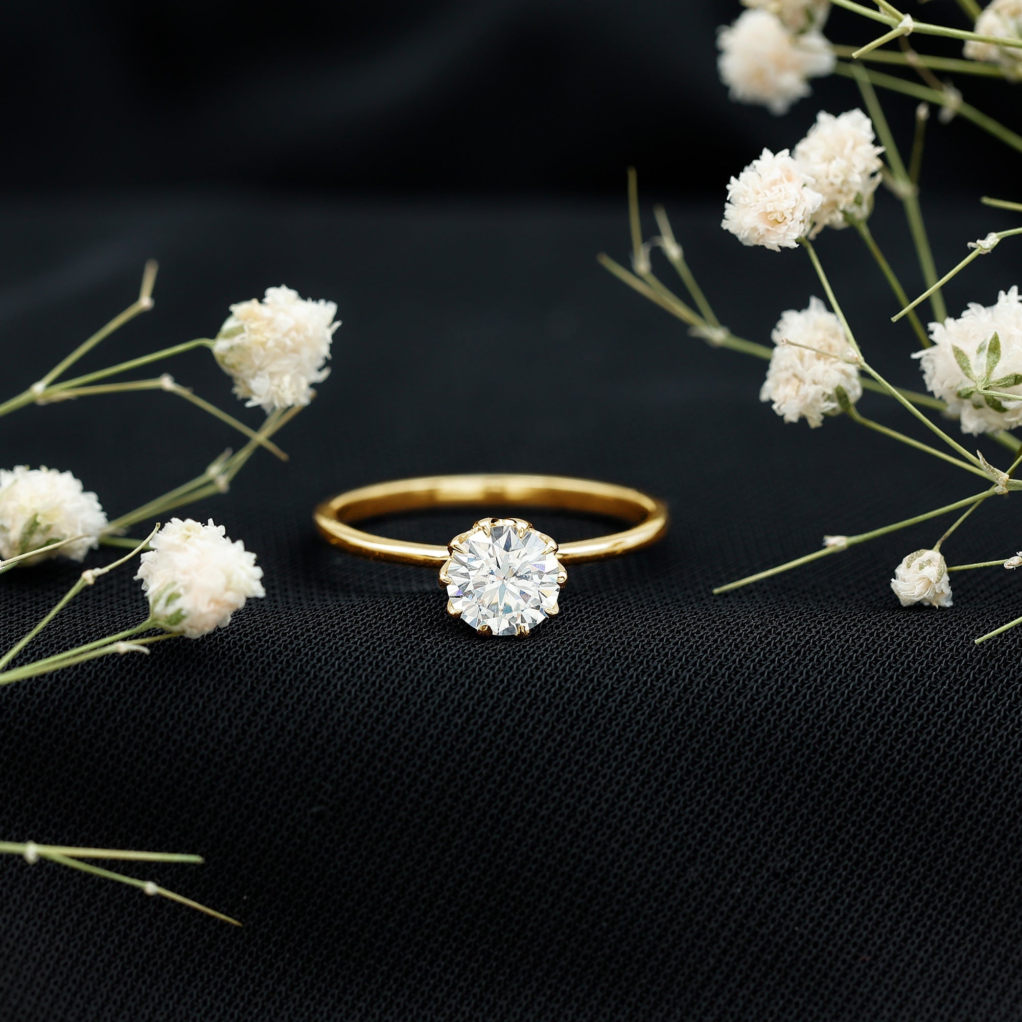 Lab Grown Diamond 6 MM Round Cut Engagement Ring