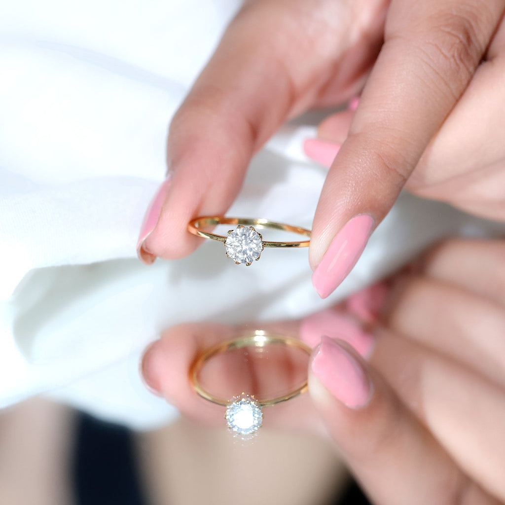 Lab Grown Diamond 6 MM Round Cut Engagement Ring