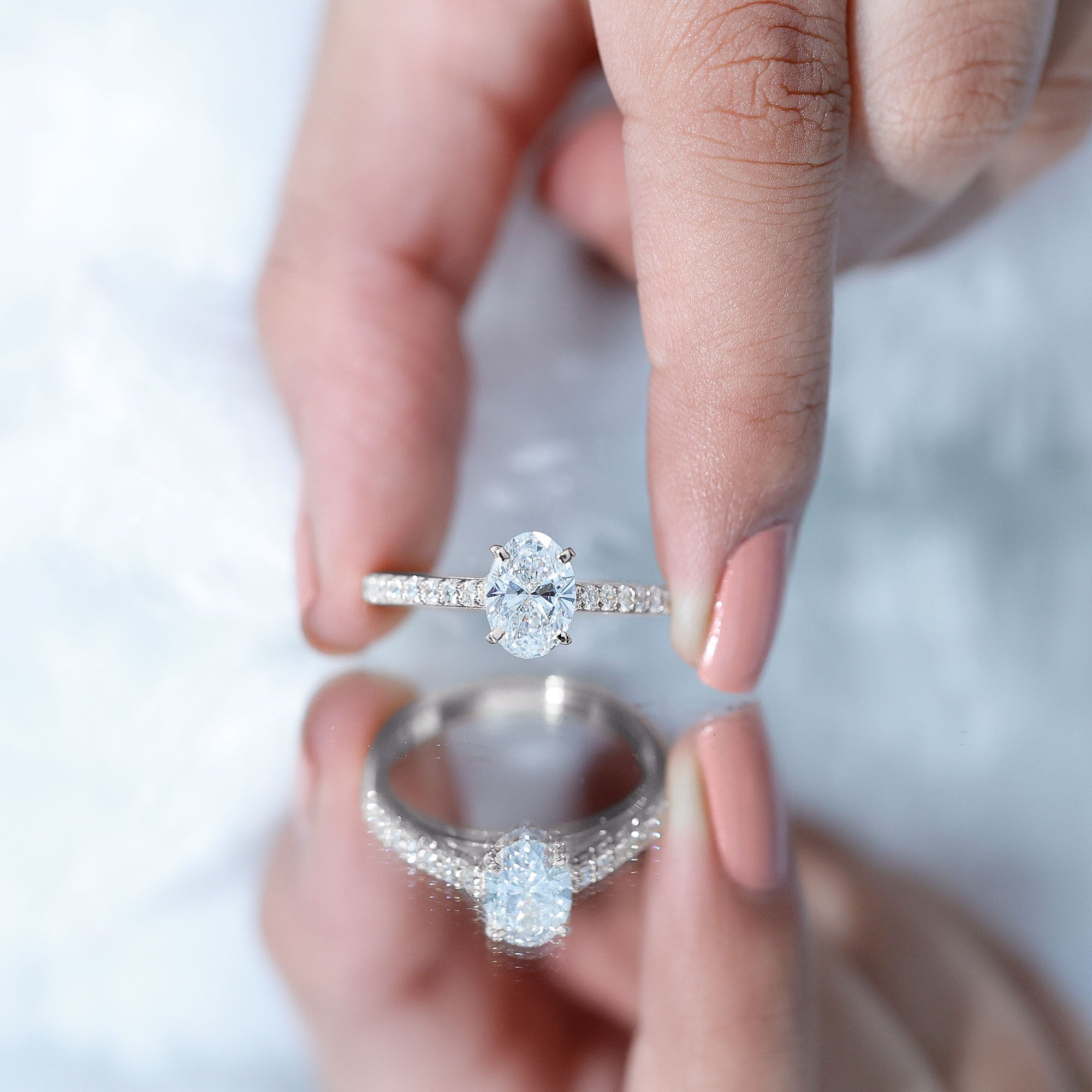 Certified Lab Grown Diamond 2 Carat Engagement Ring With Side Stones