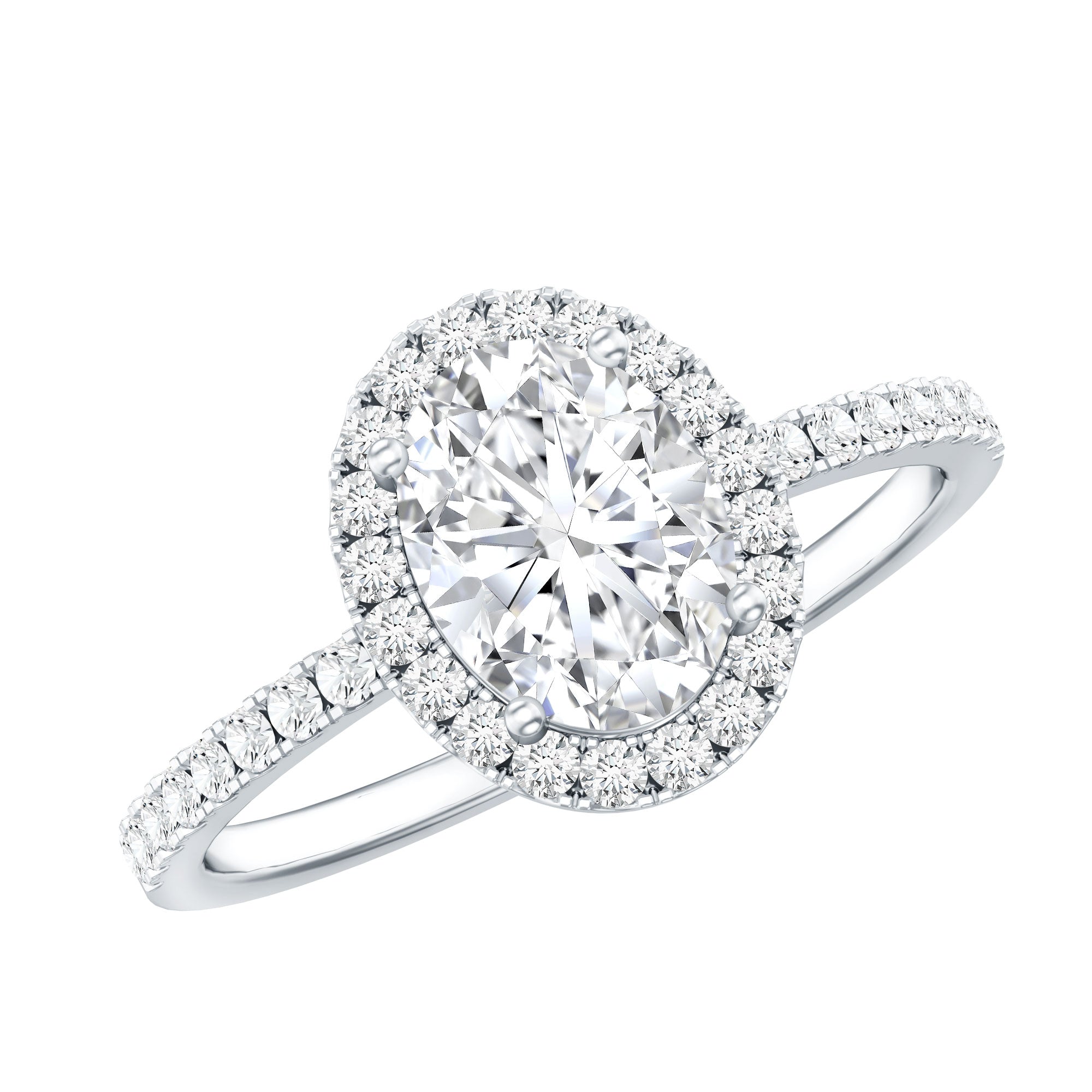 Certified Lab Grown Diamond 6X8 MM Oval Engagement Ring With Side Stones