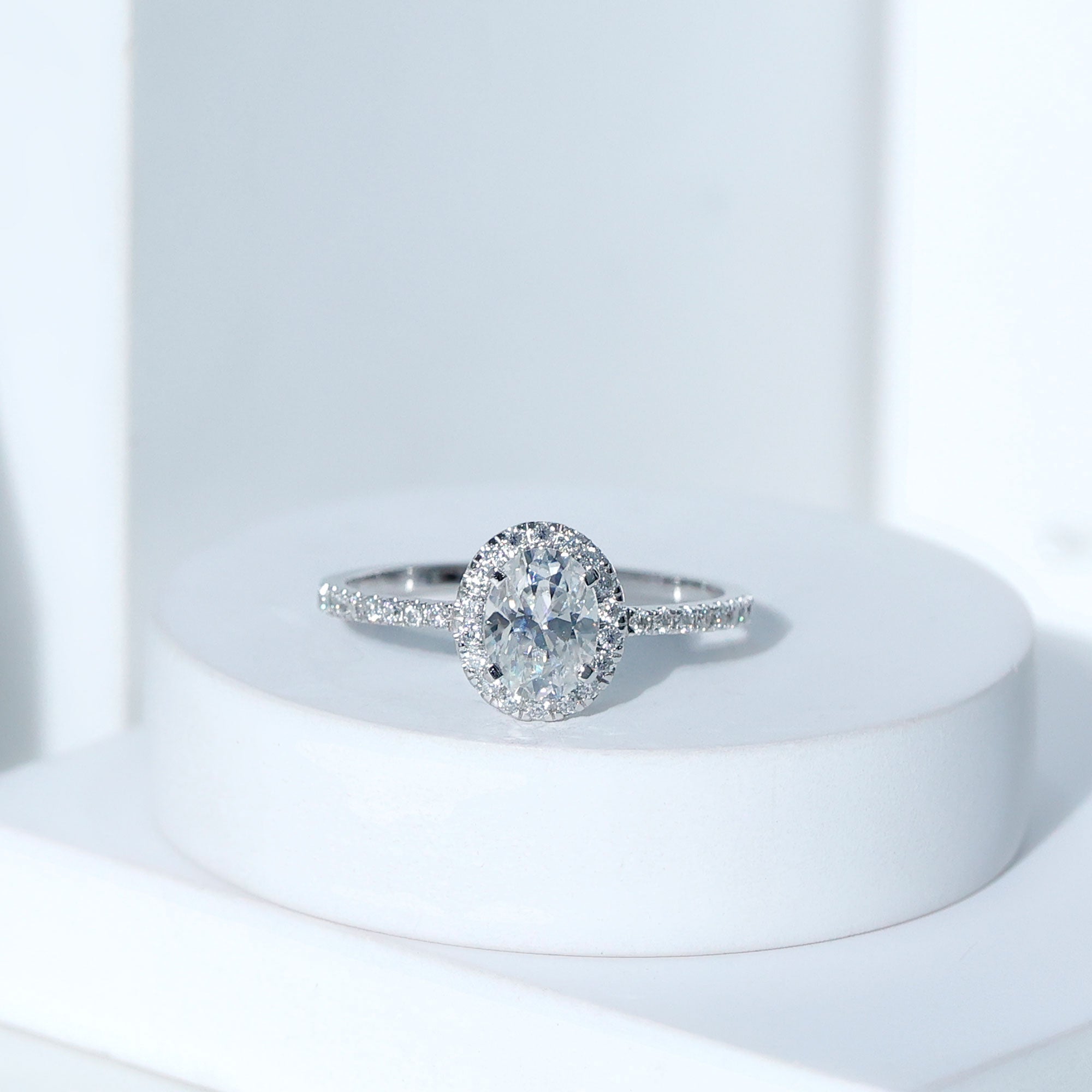 Certified Lab Grown Diamond 6X8 MM Oval Engagement Ring With Side Stones