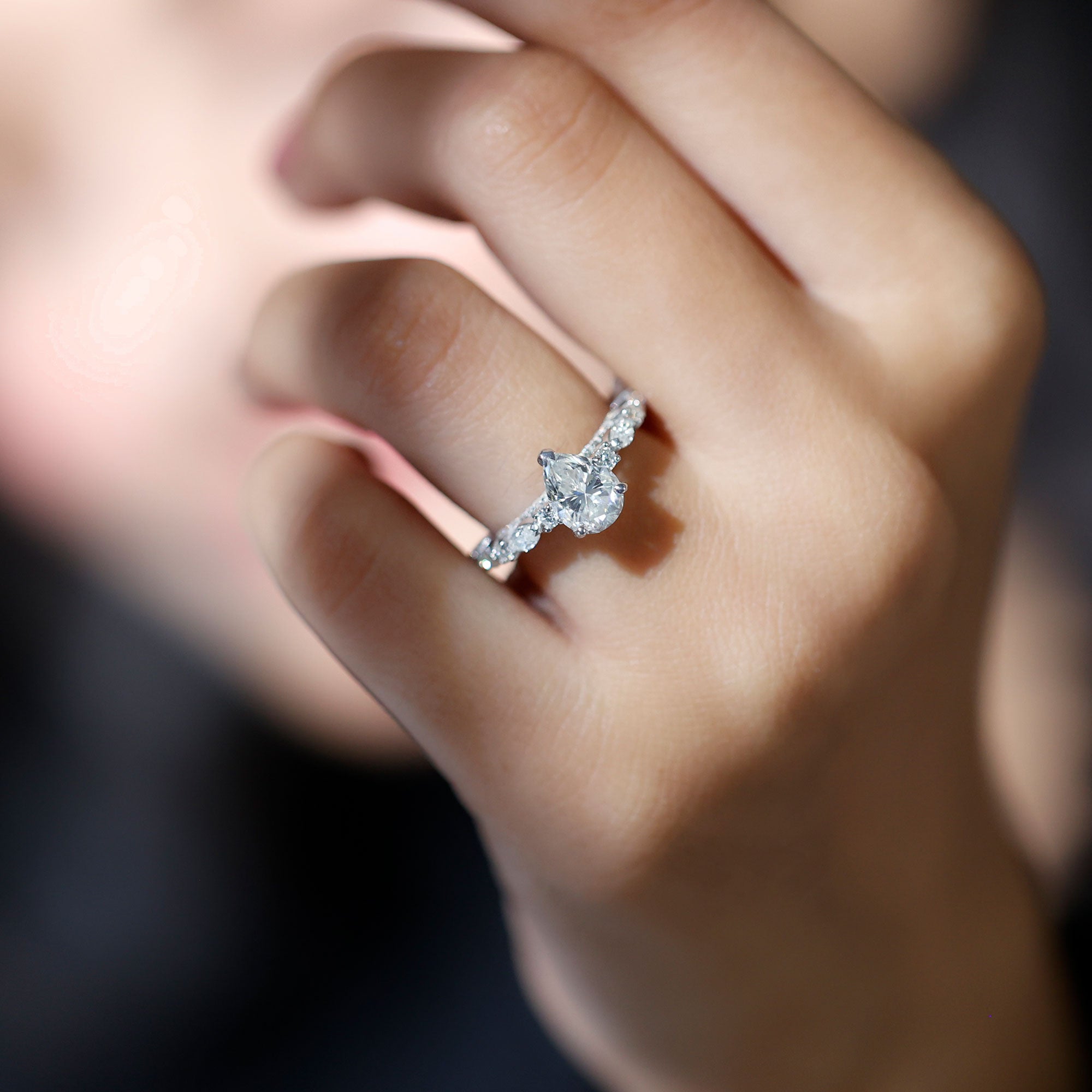 Certified Lab Grown Diamond 6X8 MM Pear Shaped Engagement Ring
