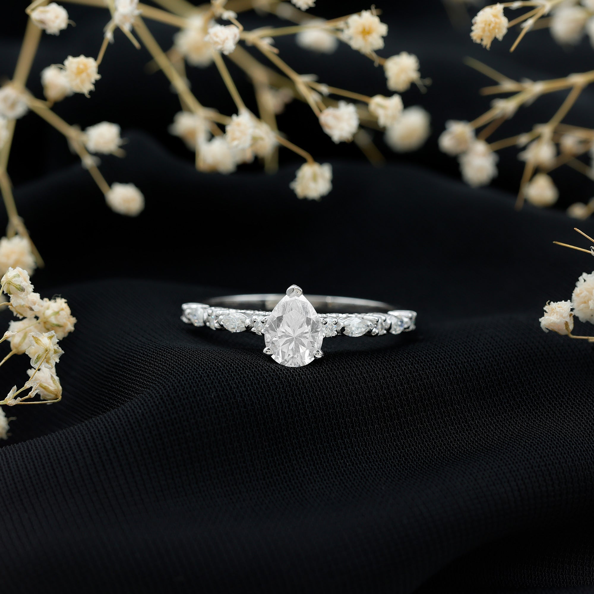 Certified Lab Grown Diamond 6X8 MM Pear Shaped Engagement Ring