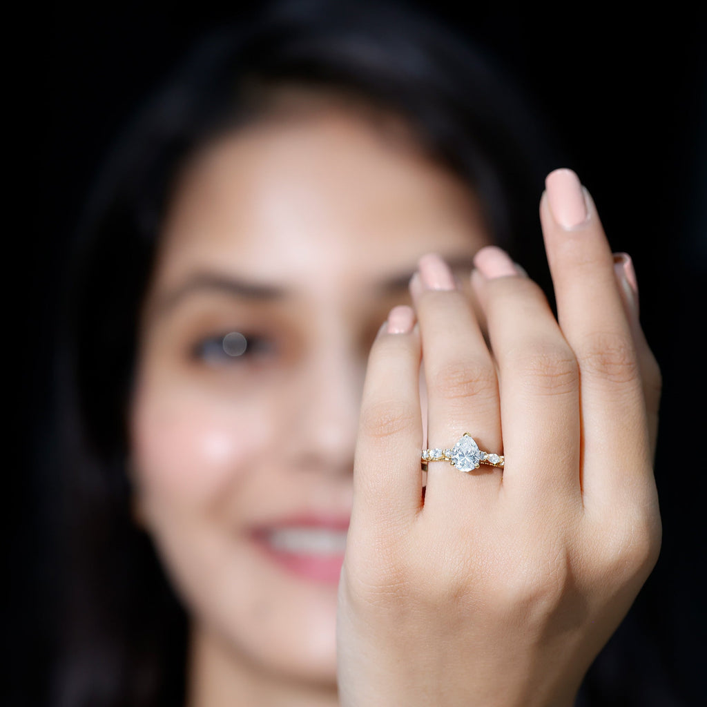 Certified Lab Grown Diamond 6X8 MM Pear Shaped Engagement Ring