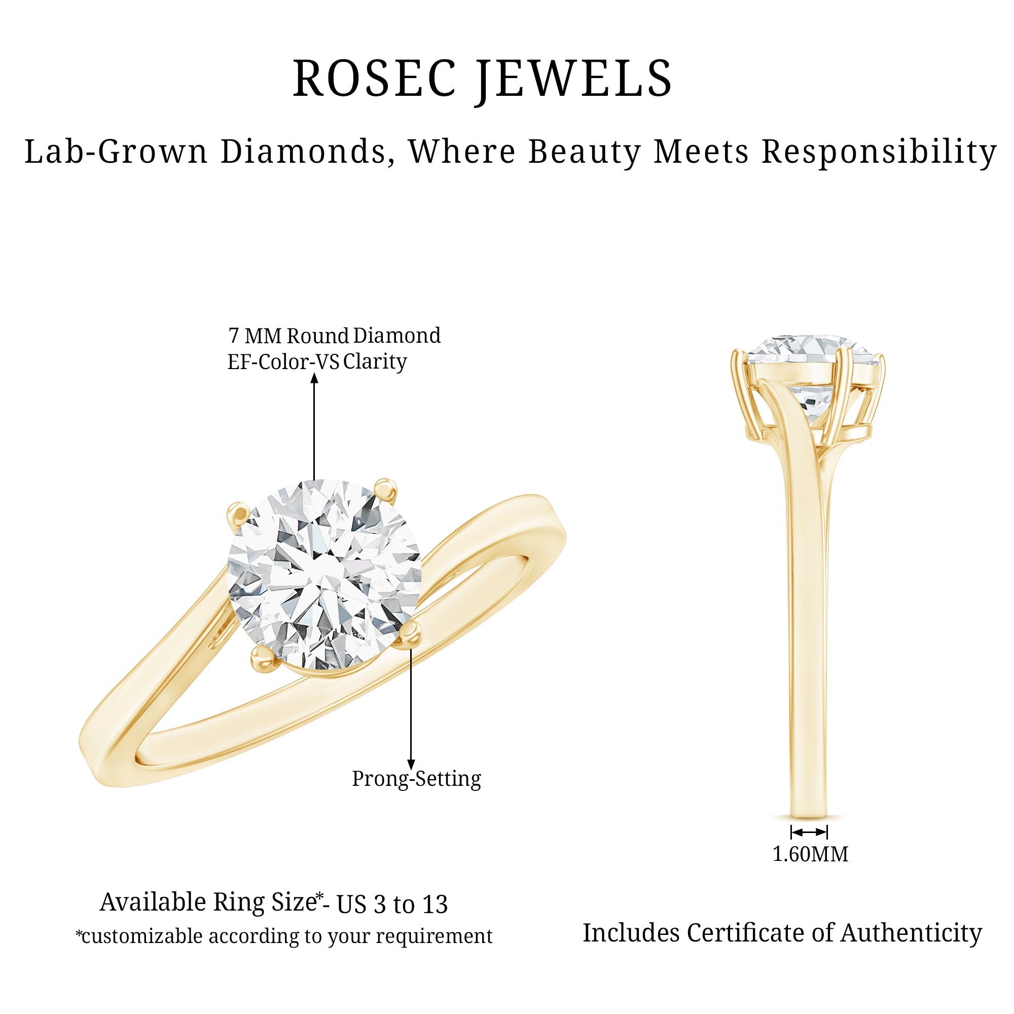 1 Carat Lab Grown Diamond Bypass Engagement Ring