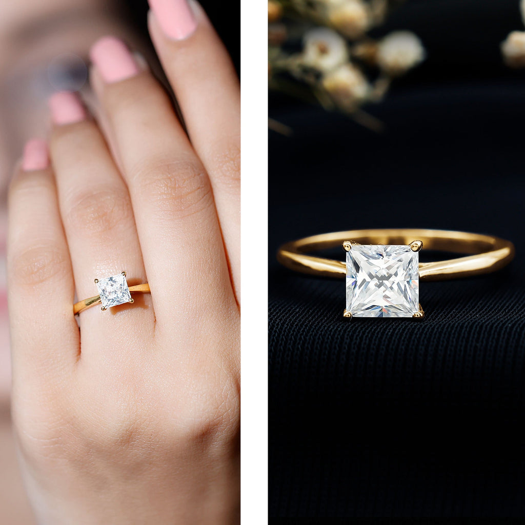 6 MM Princess Cut Lab Grown Diamond Solitaire Engagement Ring For Women