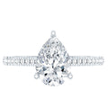 Lab Diamond 6X8 MM Pear Shape Engagement Ring With Side Stones
