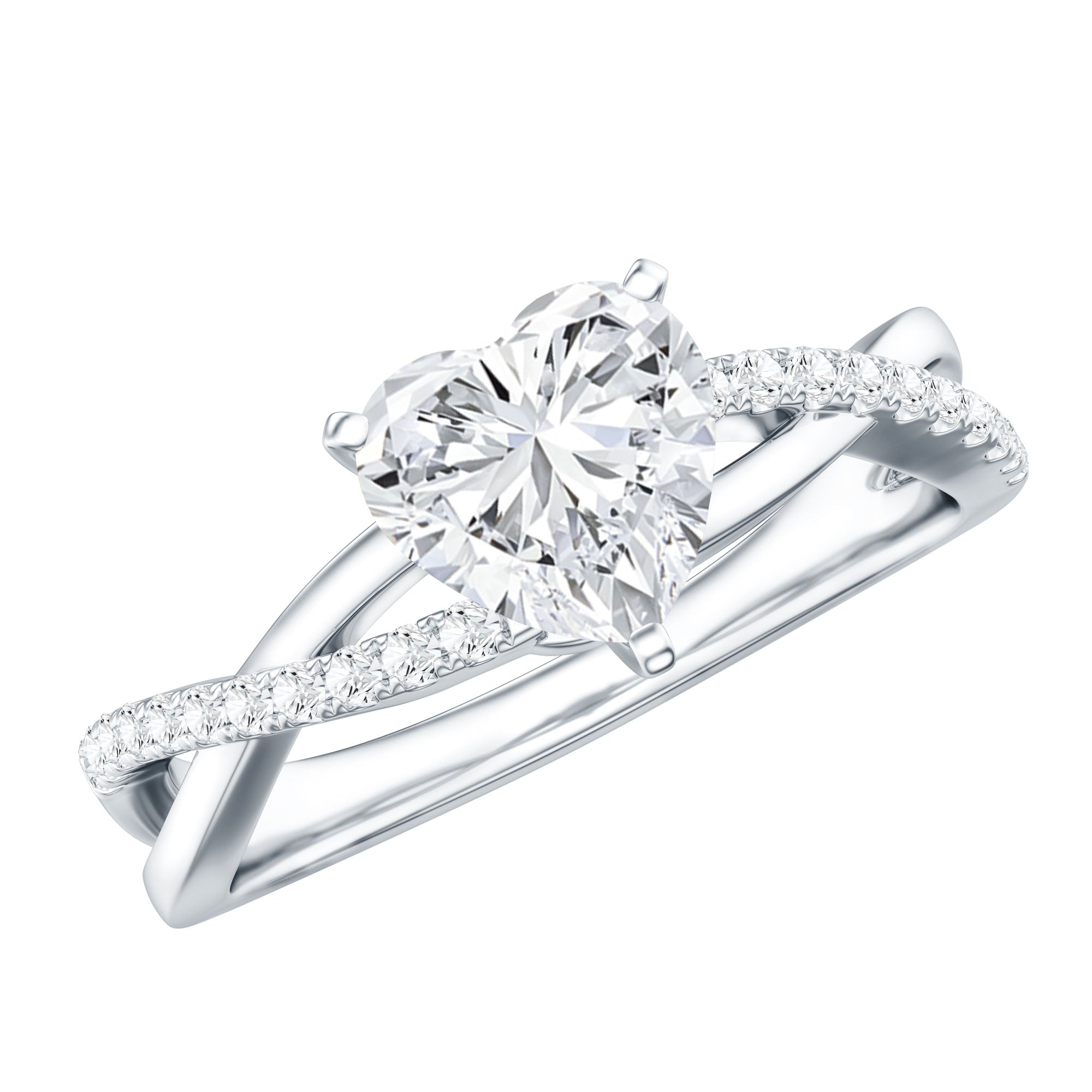 Criss Cross Lab Grown Diamond Heart Engagement Ring