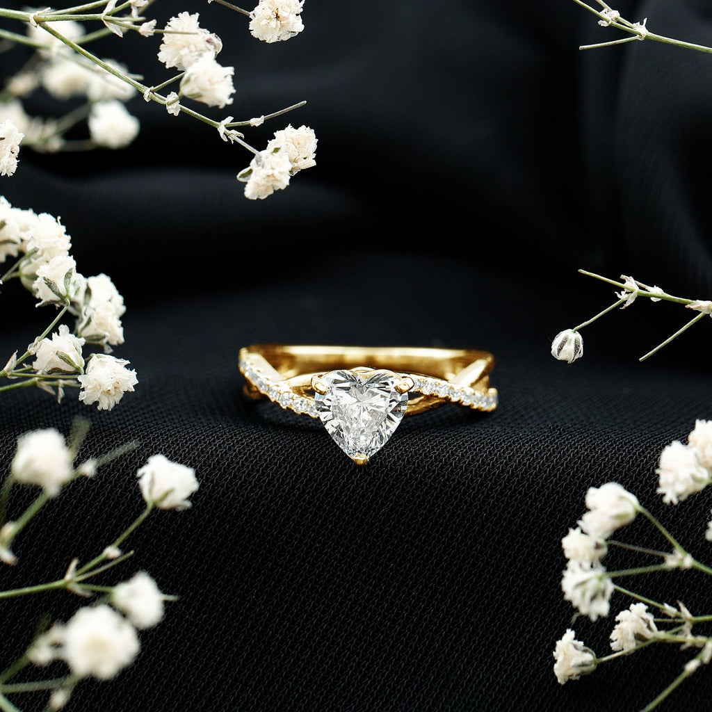 Criss Cross Lab Grown Diamond Heart Engagement Ring
