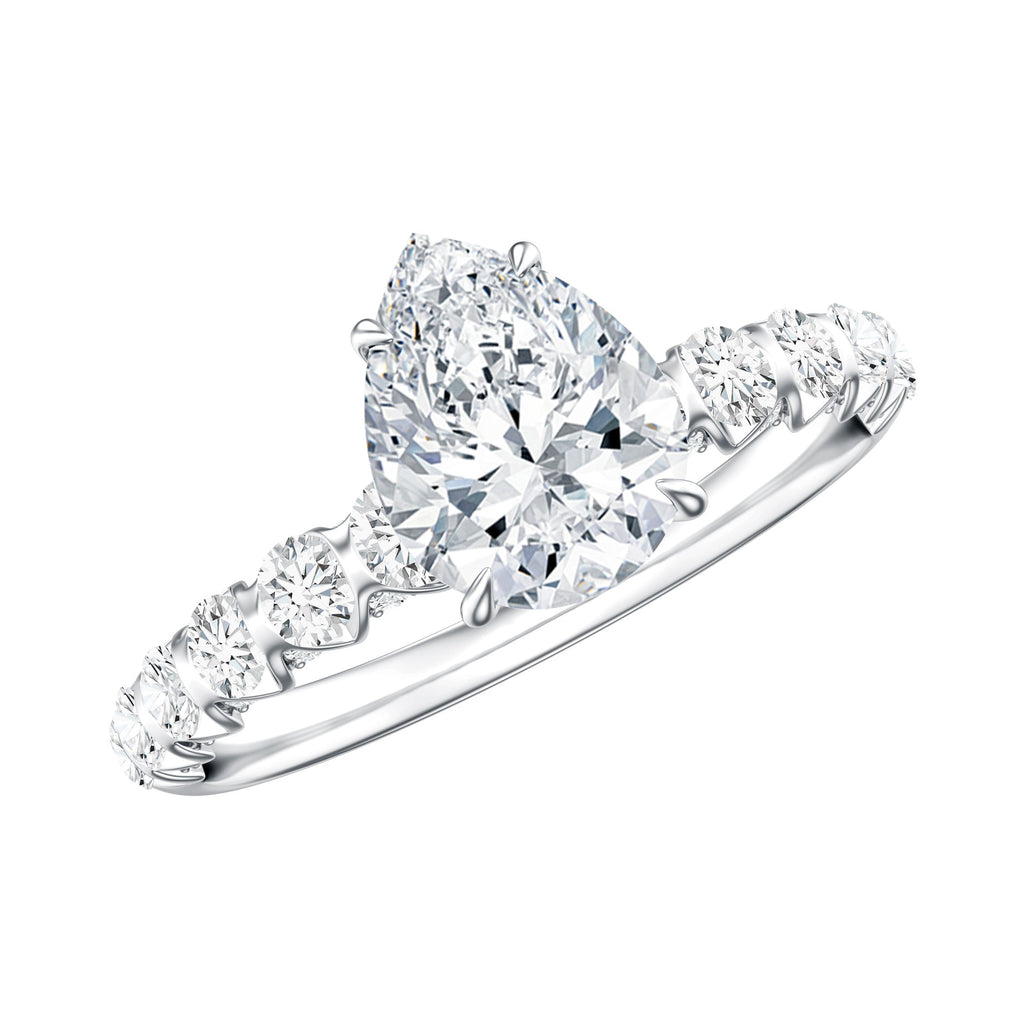1 CT Pear Cut Lab Grown Diamond Engagement Ring for Women