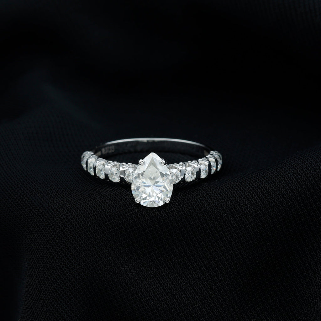 1 CT Pear Cut Lab Grown Diamond Engagement Ring for Women