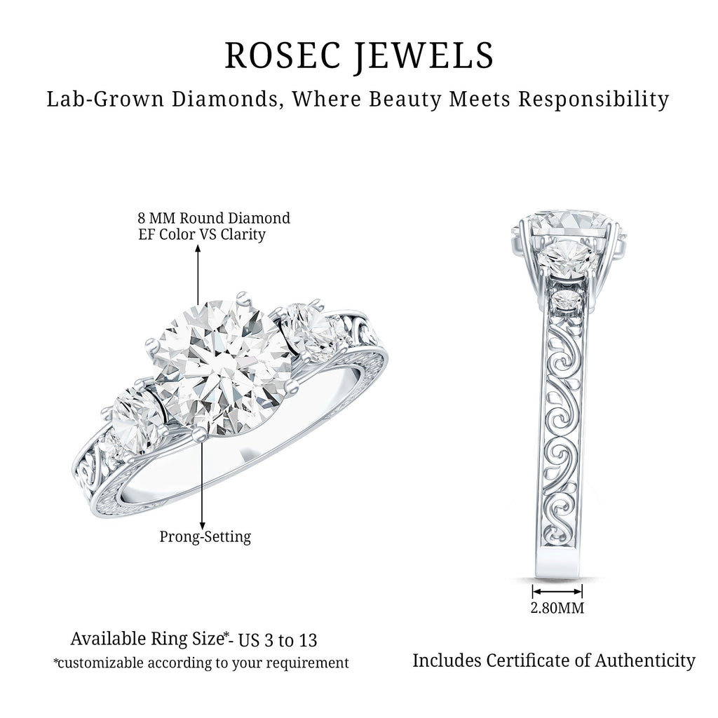 Lab Grown Diamond Vintage Style Engagement Ring
