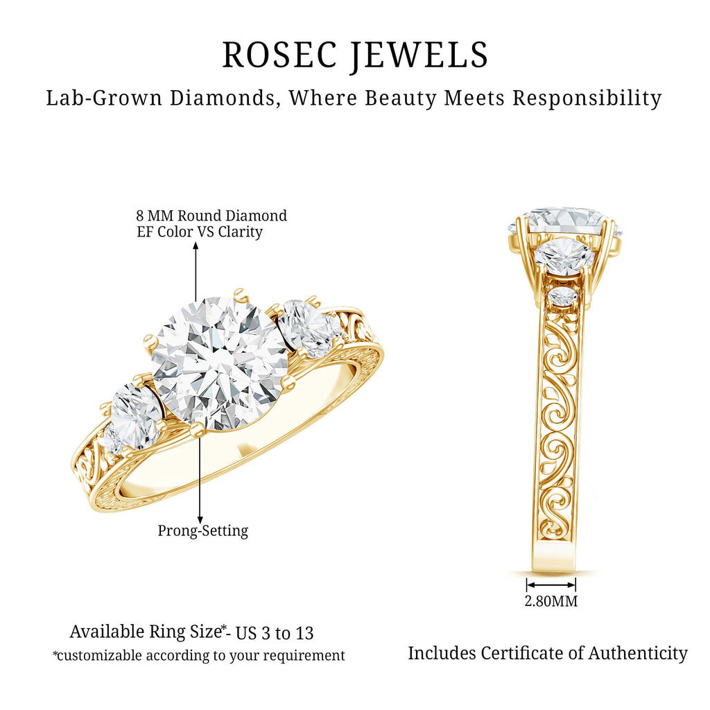 Lab Grown Diamond Vintage Style Engagement Ring