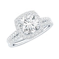Lab Grown 2 Carat Diamond Halo Engagement Ring with Wedding Band