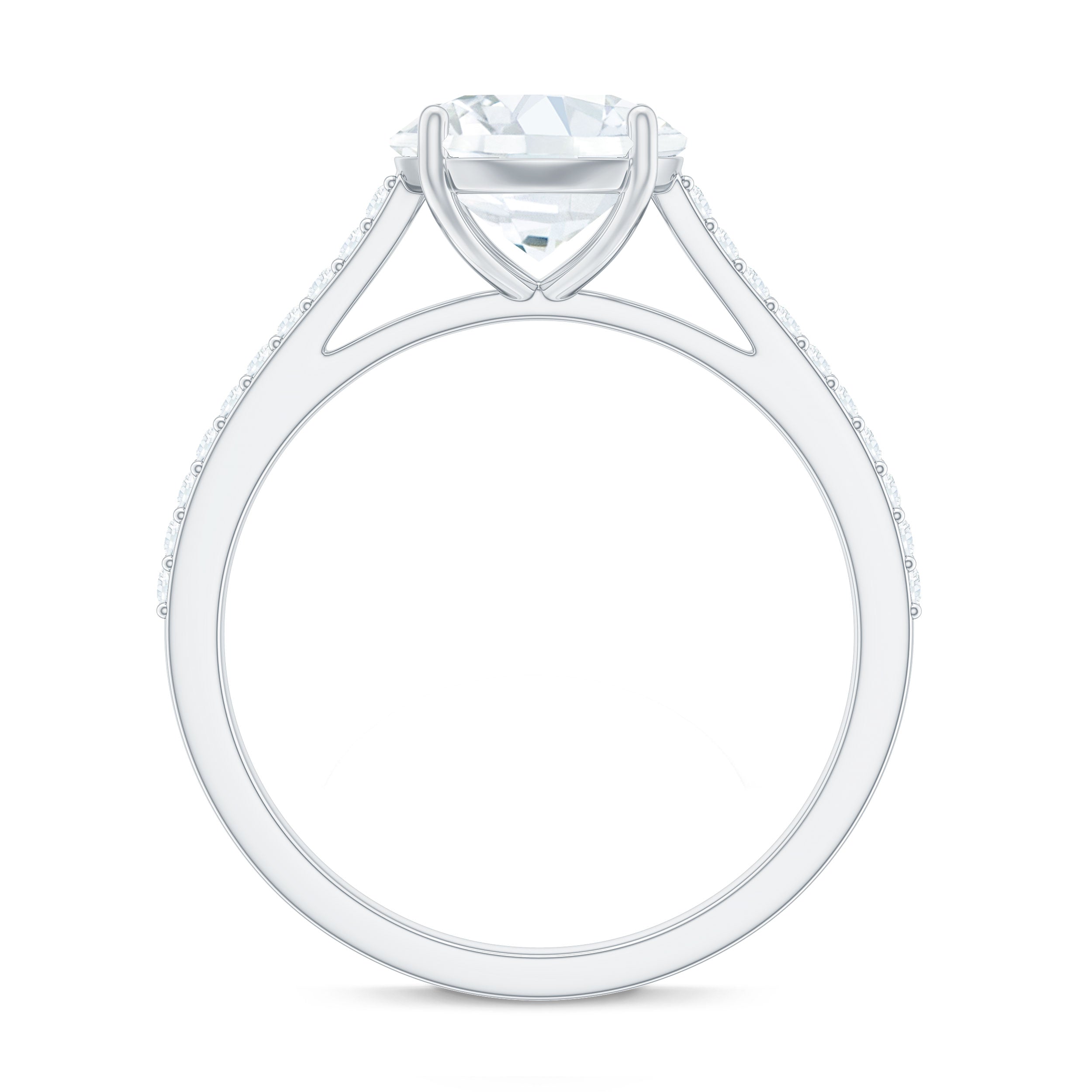 Solitaire Lab Grown Diamond Ring with Side Stones for Women