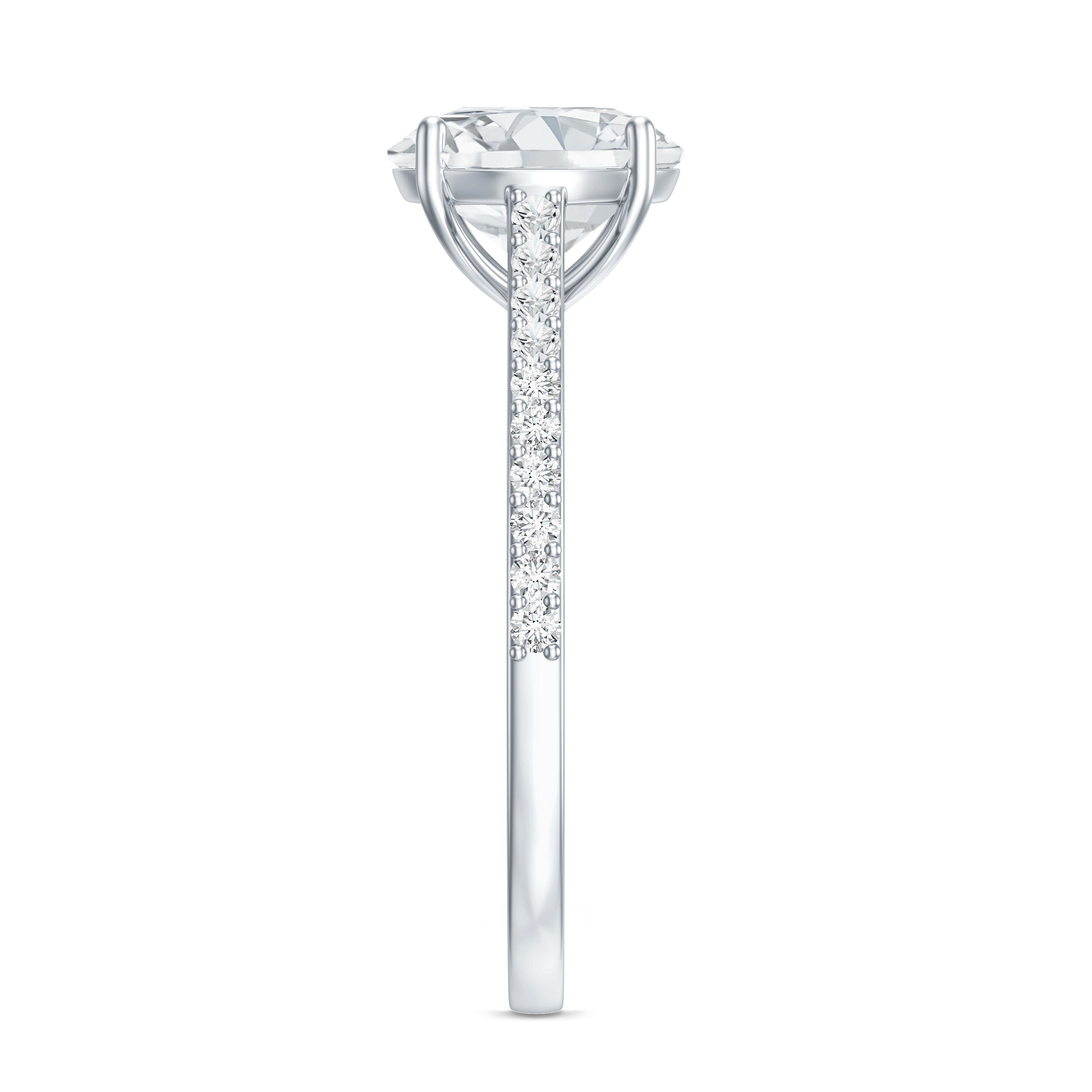 Solitaire Lab Grown Diamond Ring with Side Stones for Women