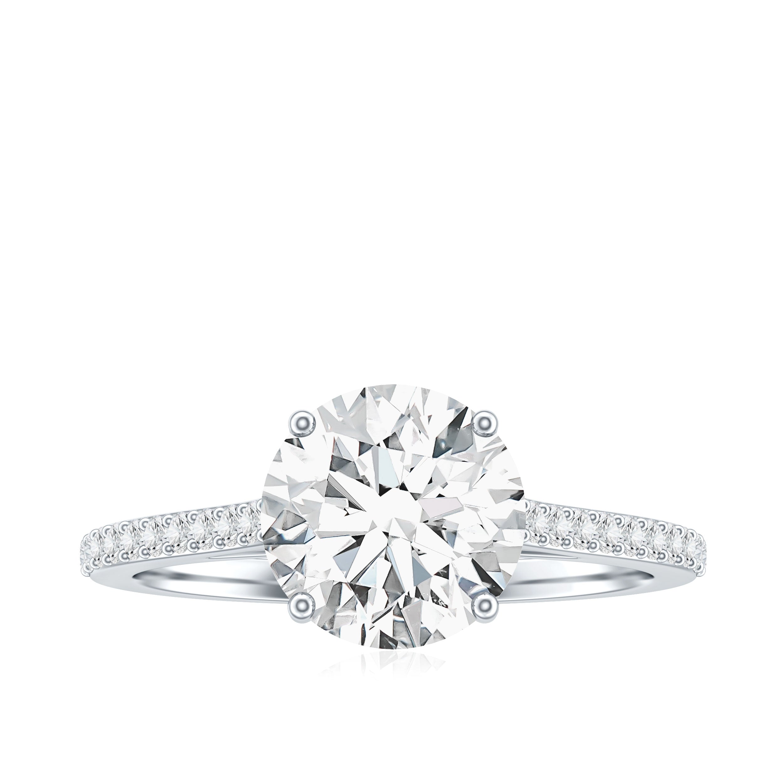 Solitaire Lab Grown Diamond Ring with Side Stones for Women