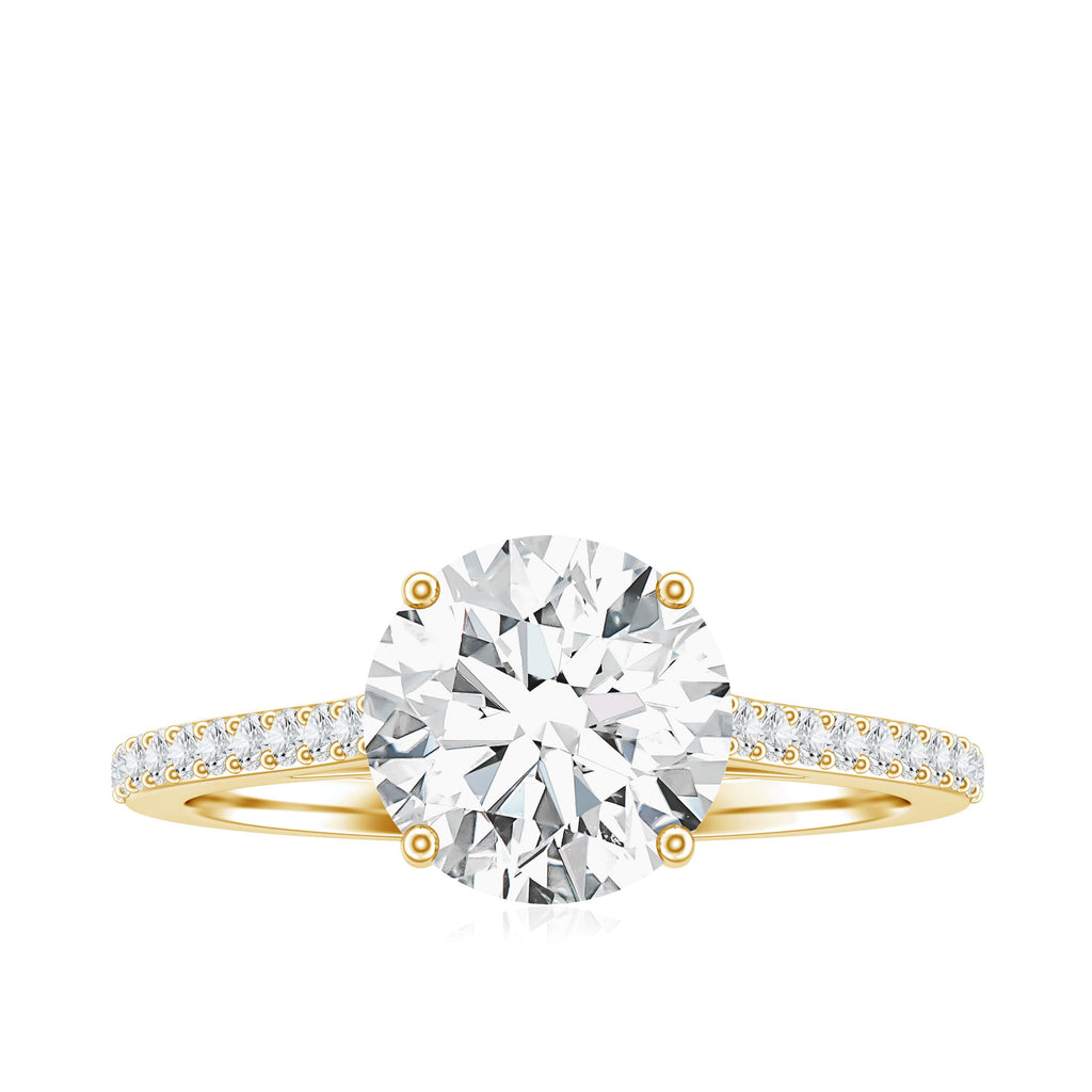 Solitaire Lab Grown Diamond Ring with Side Stones for Women