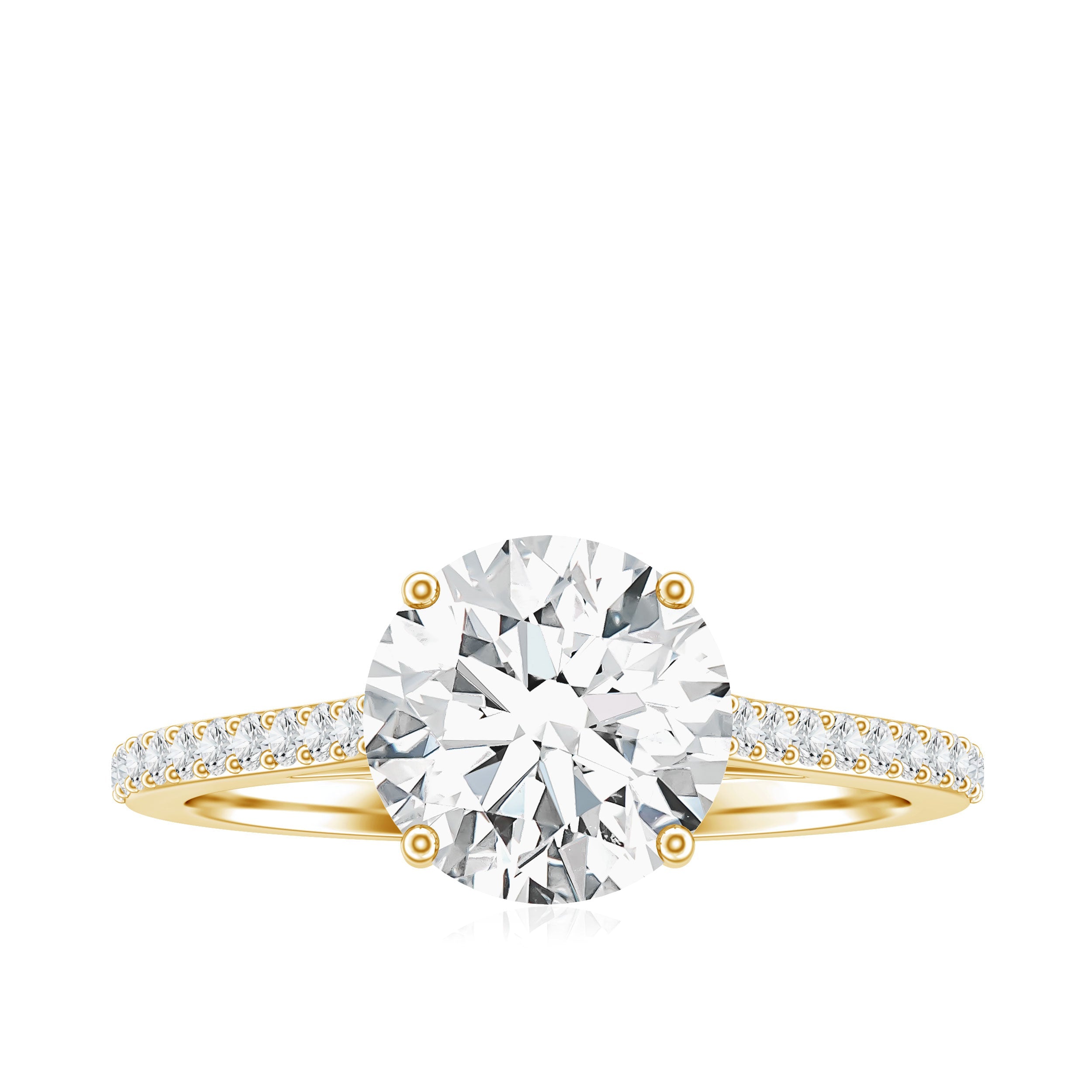 Solitaire Lab Grown Diamond Ring with Side Stones for Women