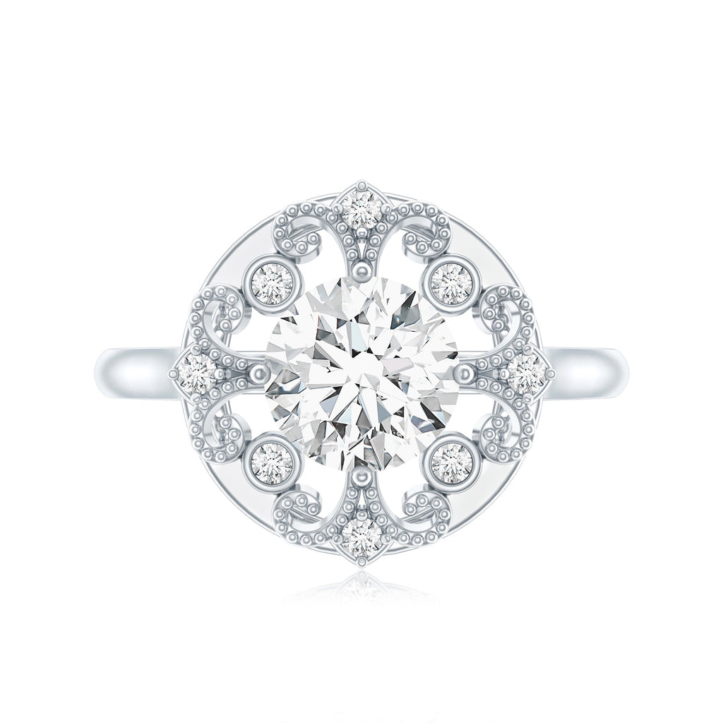 Certified Lab Grown Diamond Beaded Engagement Ring for Women