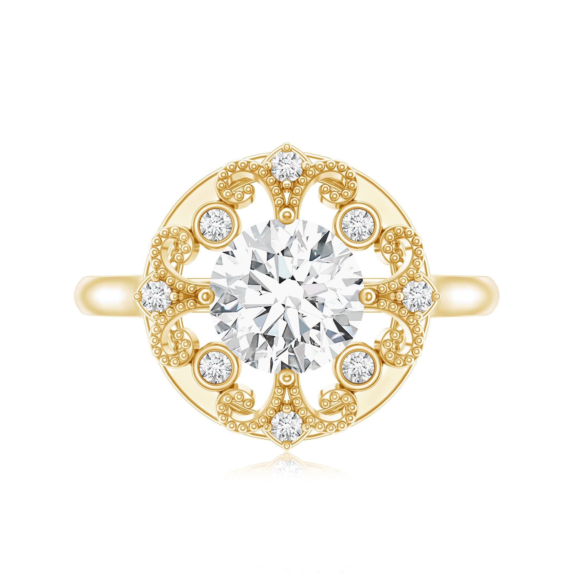 Certified Lab Grown Diamond Beaded Engagement Ring for Women
