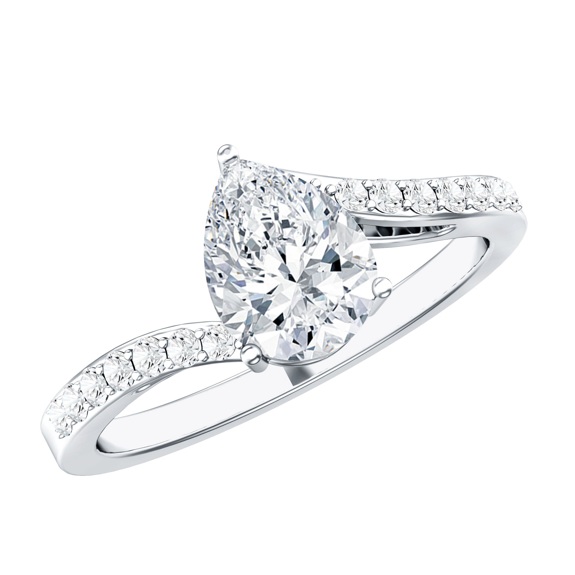 Certified 6X8 MM Pear Cut Lab Created Diamond Teardrop Engagement Ring