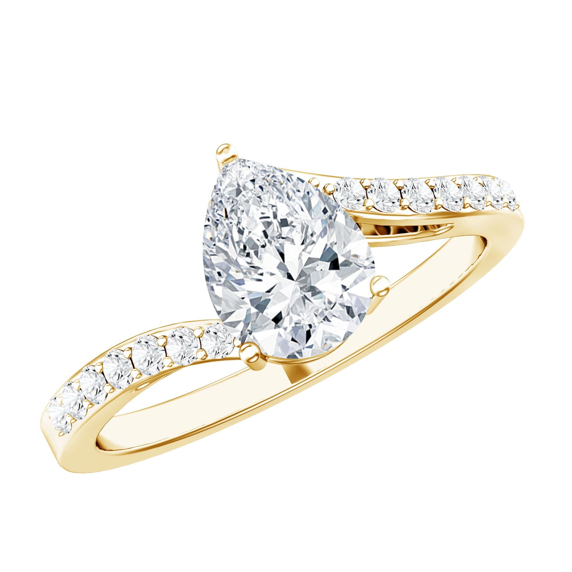 Certified 6X8 MM Pear Cut Lab Created Diamond Teardrop Engagement Ring