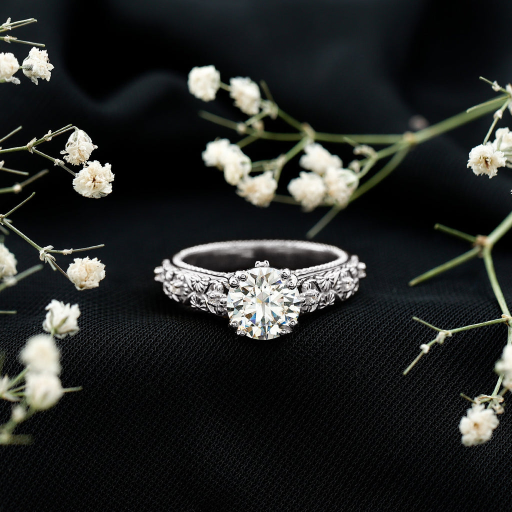Lab Grown Diamond Antique Looking Engagement Ring