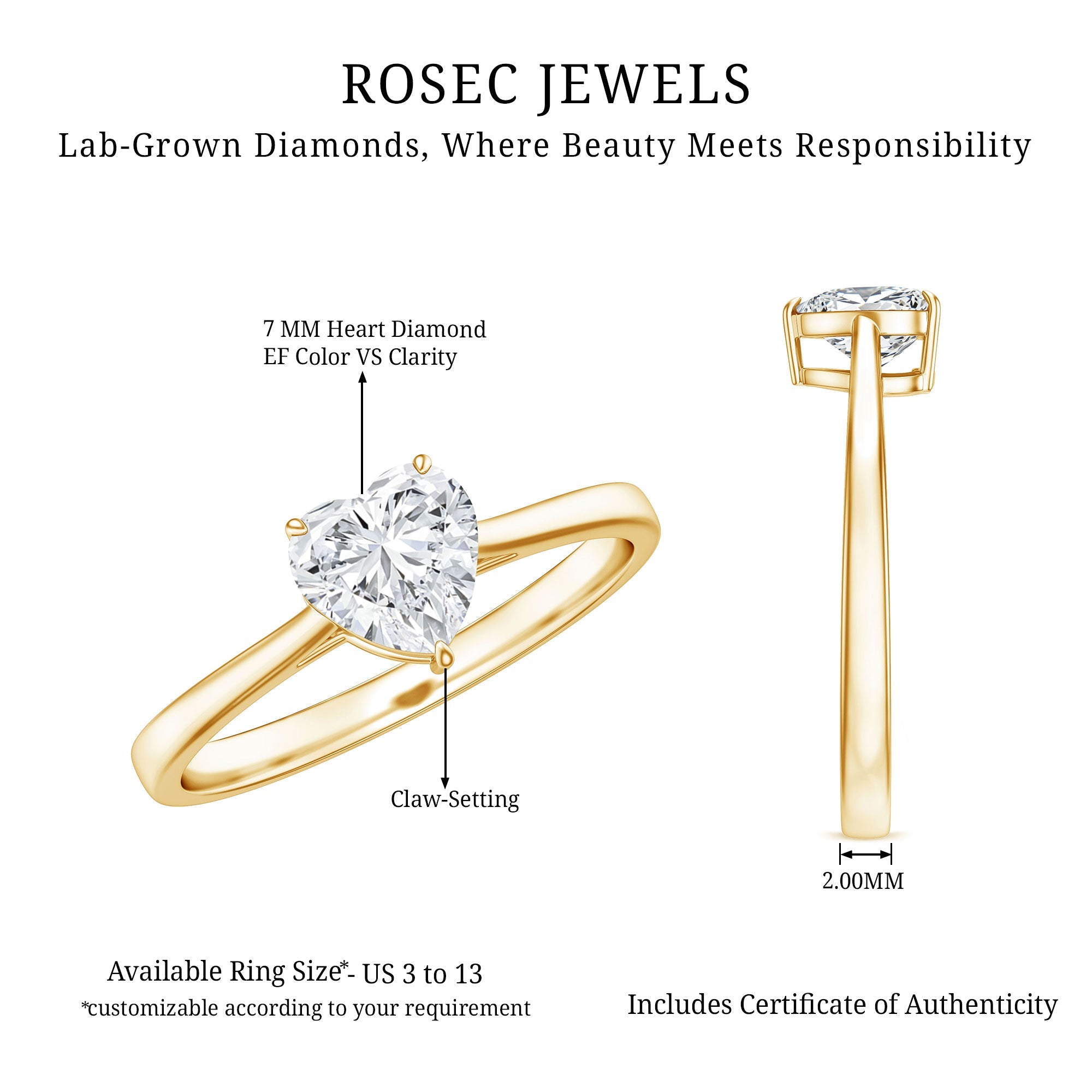 1 Carat Diamond Heart Ring For Women