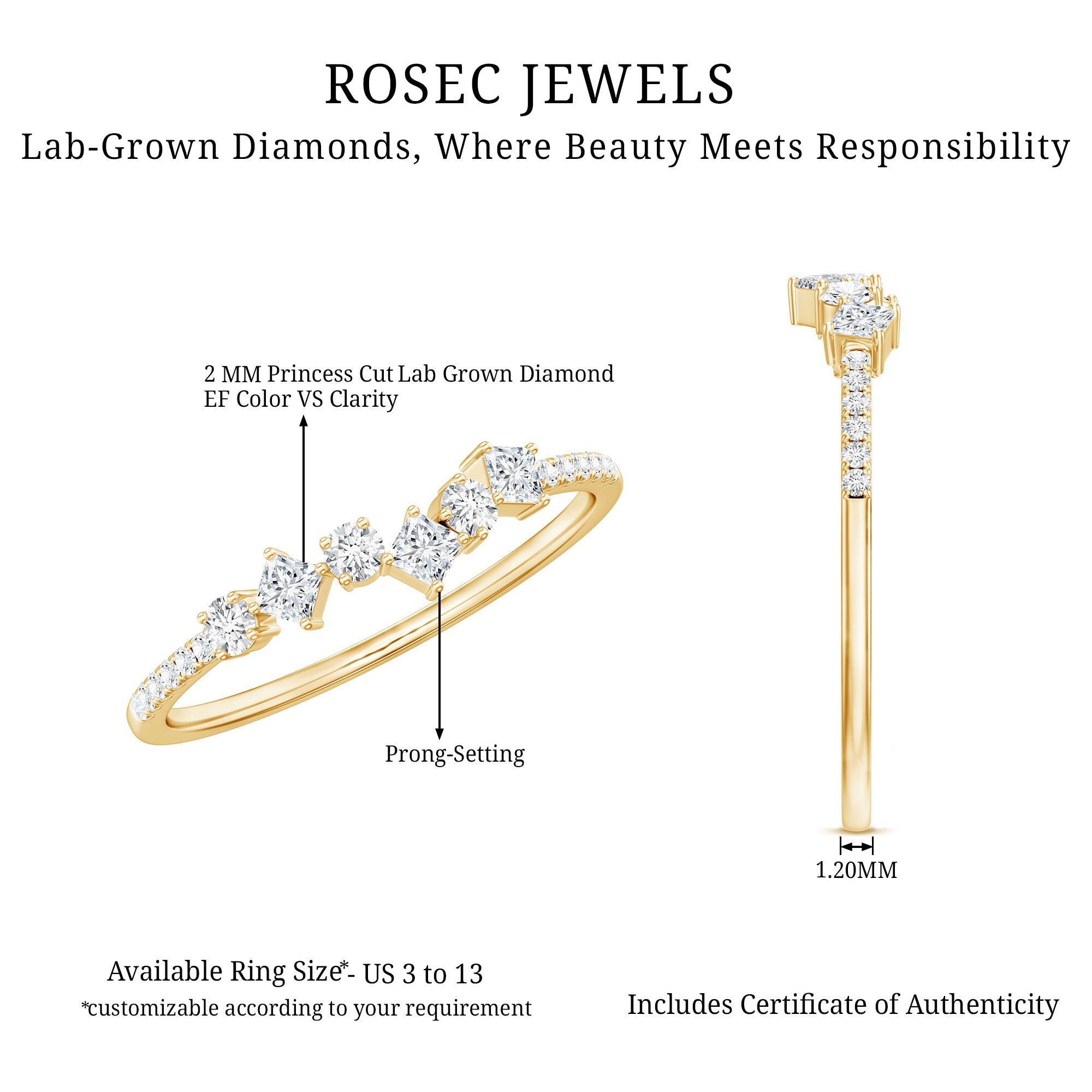 Minimalist Lab Grown Diamond Half Eternity Ring
