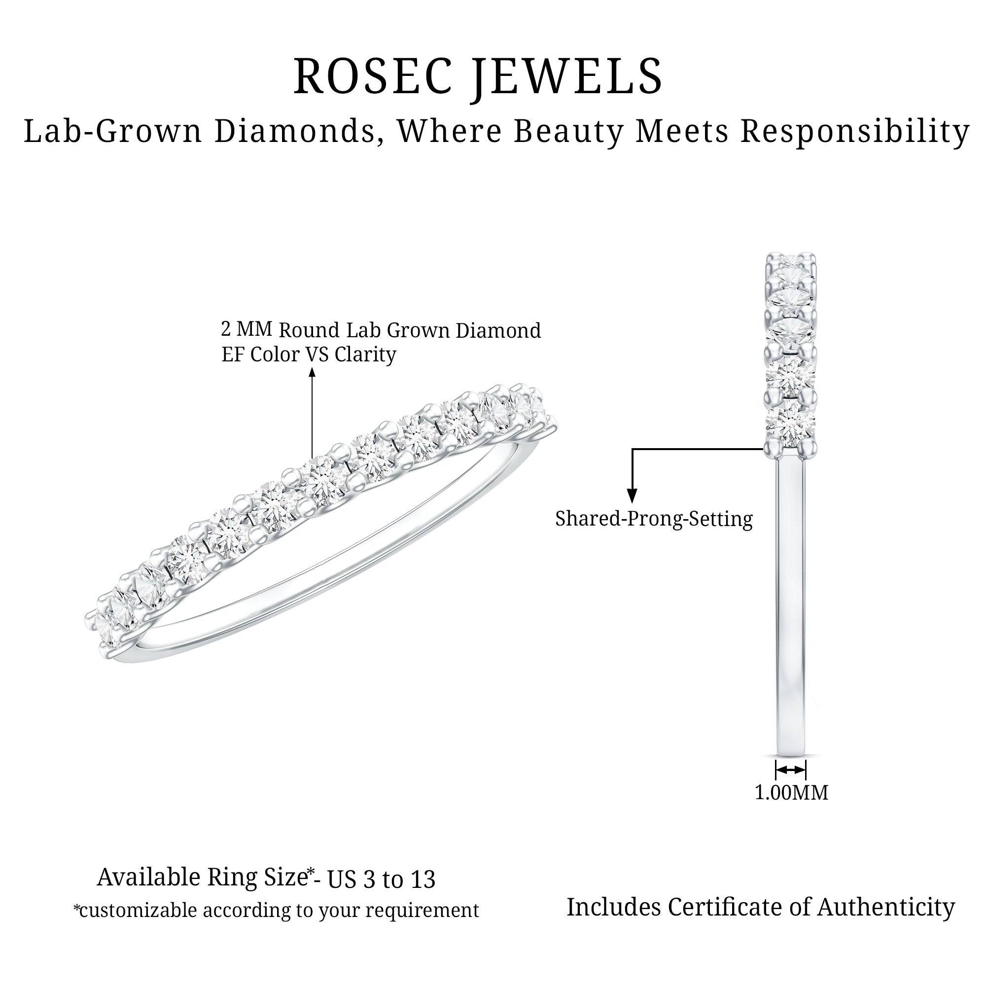Lab Grown Diamond Eternity Stackable Ring
