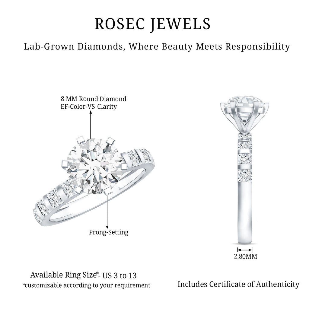 Certified Lab Diamond 8 mm Round Engagement Ring With 6 Prong