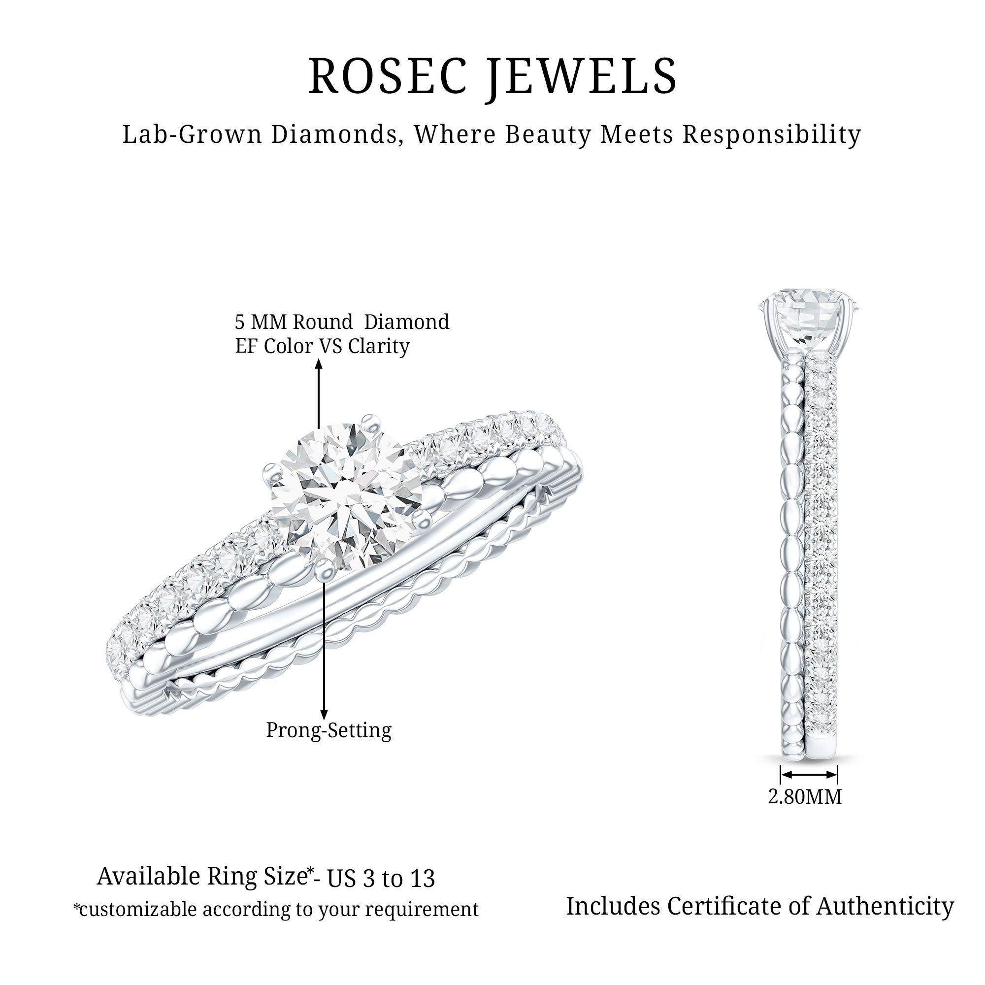 Lab Grown Diamond Bridal Engagement Ring