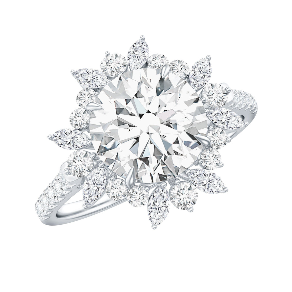 Certified Lab Created Diamond Halo Engagement Ring For Her