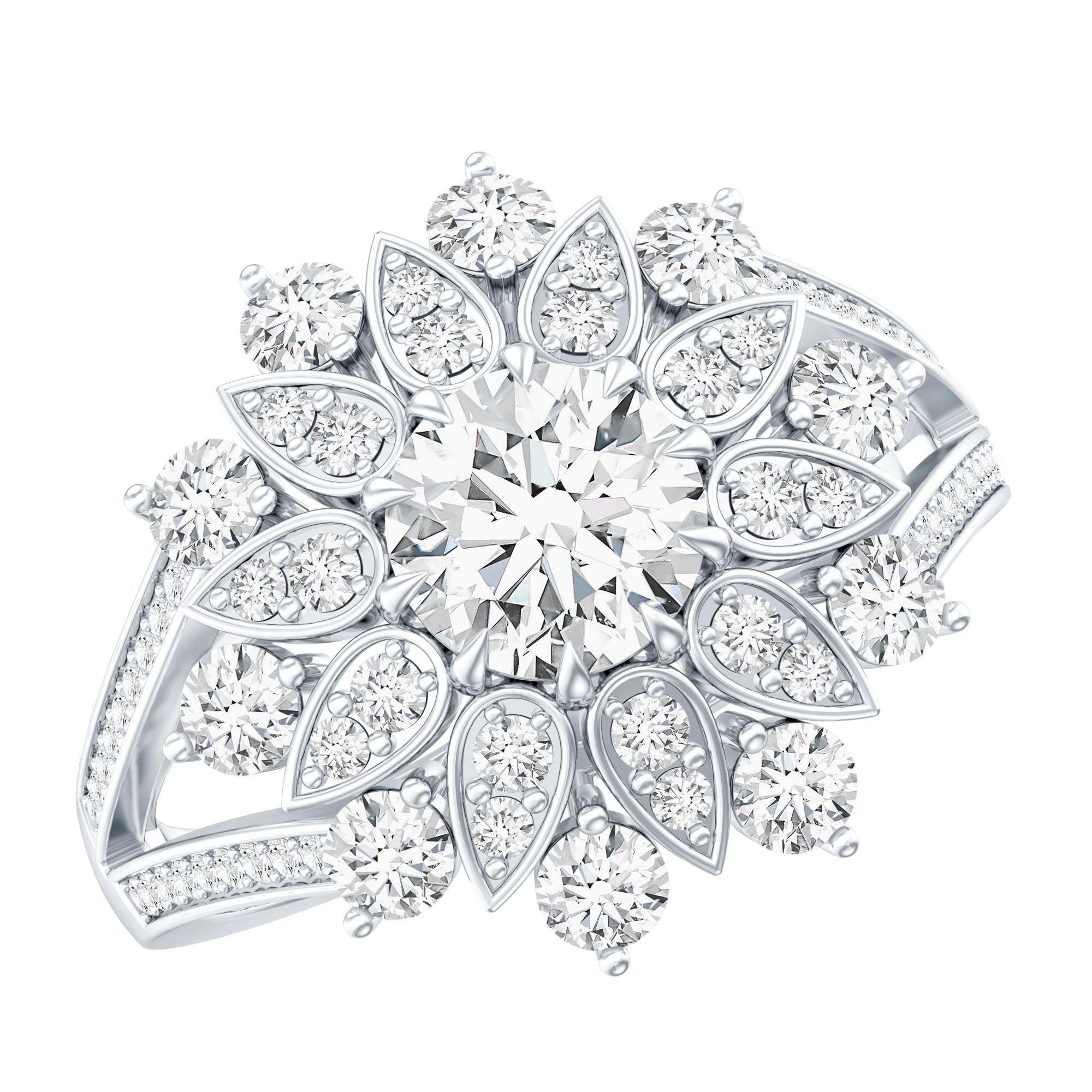 Certified Lab Grown Diamond Flower Engagement Ring for Her