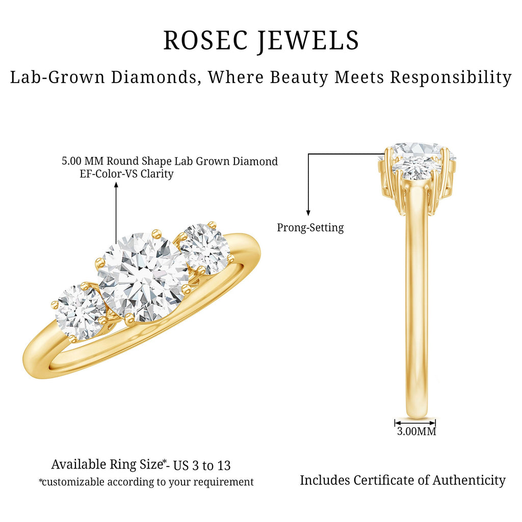 Certified Lab Grown Diamond Three Stone Engagement Ring for Her